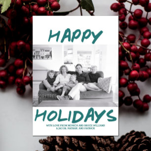Trendy Happy Holidays Fotokarte AQUAMARIN Feiertagskarte