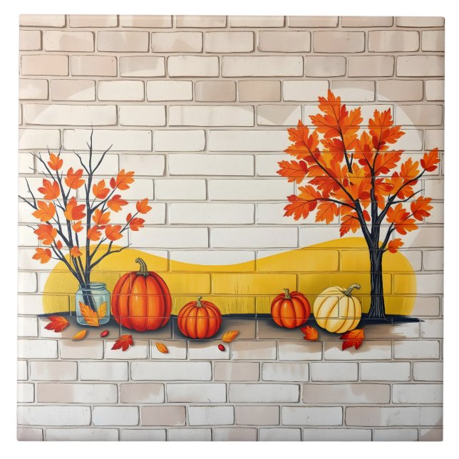 Trendy Happy Thanksgiving Schöner Fall Fliese (Vorderseite)