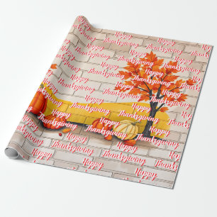 Trendy Happy Thanksgiving Schöner Fall Geschenkpapier