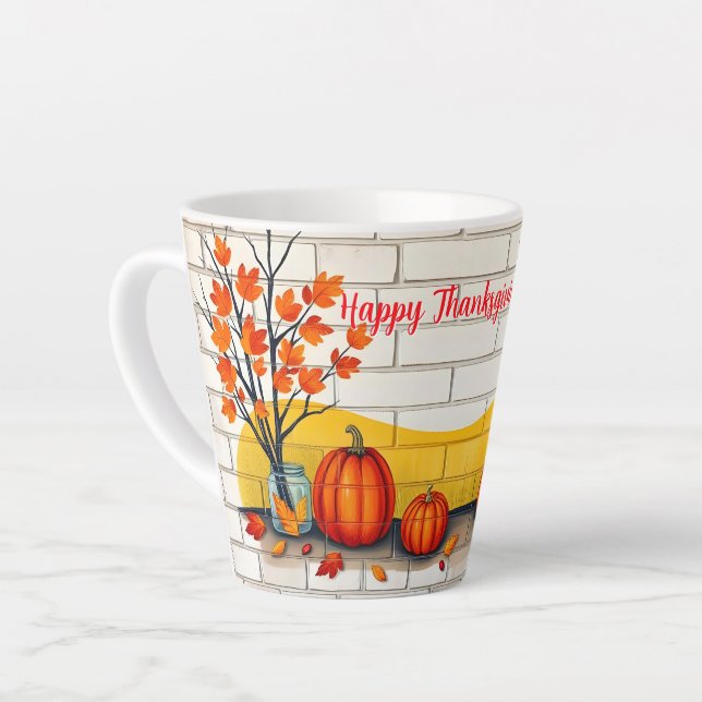 Trendy Happy Thanksgiving Schöner Fall Milchtasse (Linke Ecke)
