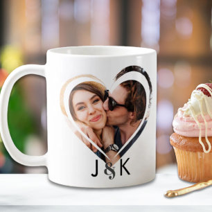 Trendy Heart Couple Newlywed Family Foto Collage Kaffeetasse