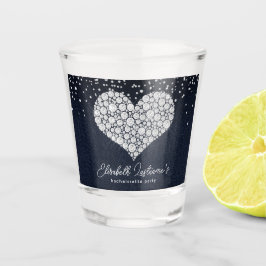 Trendy Heart Denim and Diamonds Bachelorette Party Schnapsglas