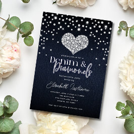 Trendy Heart Denim and Diamonds Junggeselinnen-Abs Einladung