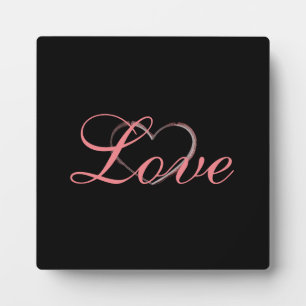 Trendy Heart Grau Kalligrafie Liebe Hochzeit Fotoplatte