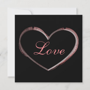 Trendy Heart Graue Kalligrafie Liebe Hochzeit Feiertagskarte