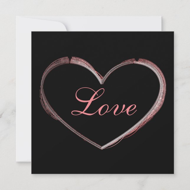 Trendy Heart Gray Calligraphy Liebe Wedding (Vorderseite)
