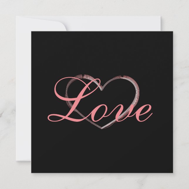 Trendy Heart Gray Calligraphy Liebe Wedding (Vorderseite)