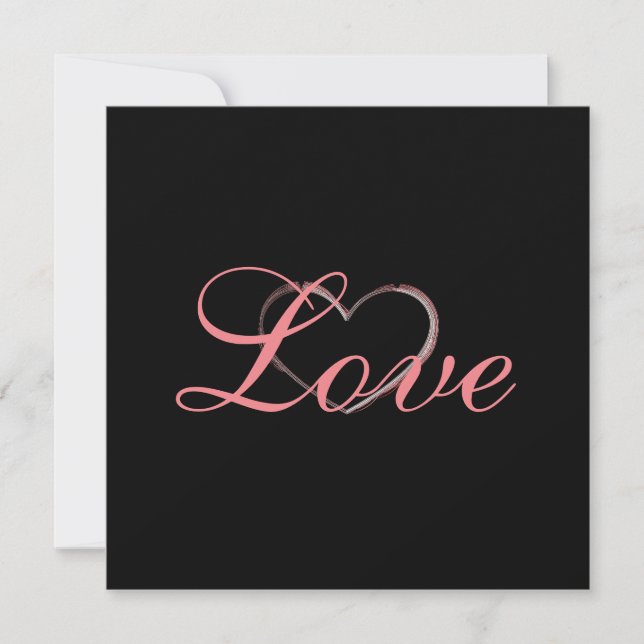 Trendy Heart Gray Calligraphy Liebe Wedding (Vorderseite)