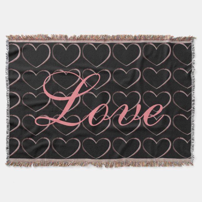 Trendy Heart Gray Calligraphy Liebe Wedding Decke (Vorderseite)