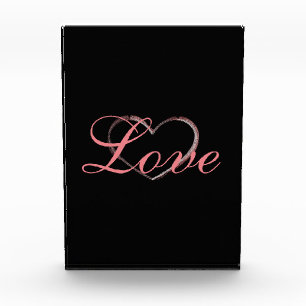 Trendy Heart Gray Calligraphy Liebe Wedding Fotoblock