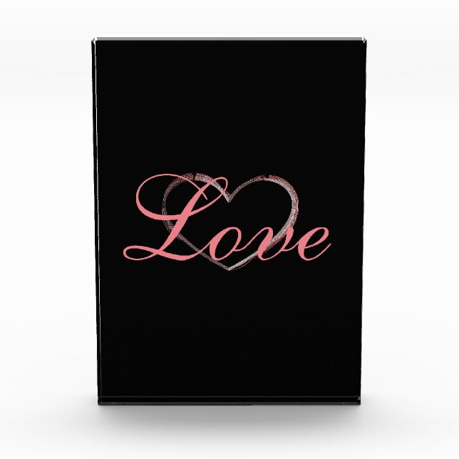 Trendy Heart Gray Calligraphy Liebe Wedding Fotoblock (Vorderseite)