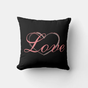 Trendy Heart Gray Calligraphy Liebe Wedding Kissen