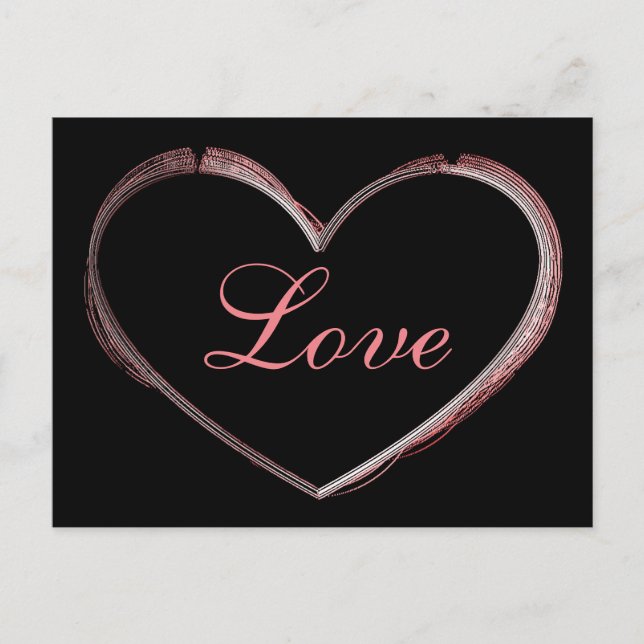 Trendy Heart Gray Calligraphy Liebe Wedding Postkarte (Vorderseite)