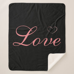 Trendy Heart Gray Calligraphy Liebe Wedding Sherpadecke