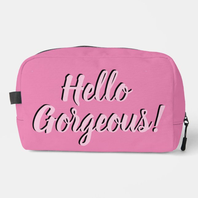Trendy Hello Gorgeous Girly Pink Waschbeutel (Vorderseite)