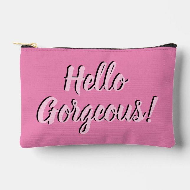 Trendy Hello Gorgeous Girly Pink Zubehörtasche (Vorderseite)