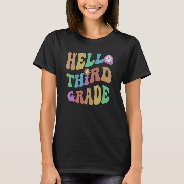 Trendy Hello Third Grade Teacher Hello 3rd Gr Vint T-Shirt (Vorderseite)