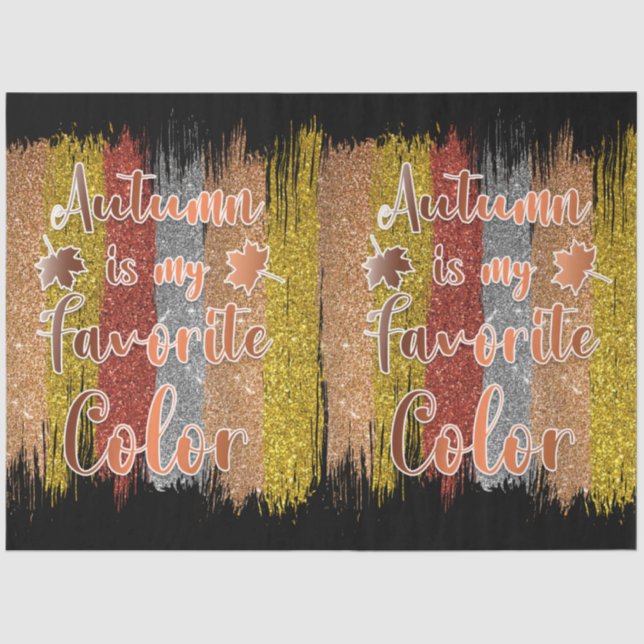 Trendy Herbst Glitzer Blätter Seidenpapier (Vorderseite)