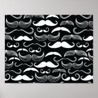 Trendy Hipster Black and White Mustache Muster