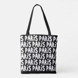 Trendy Hispter Paris Totbag Schwarz und Weiß