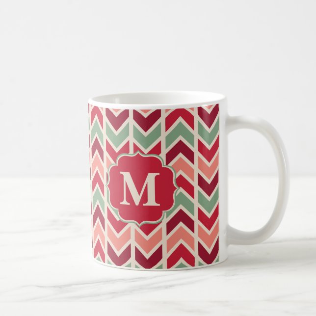 Trendy Holiday Chevrons Muster mit Monogram Tasse (Rechts)