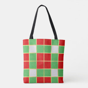 Trendy Holiday Colors Red, Green & Gold Checked