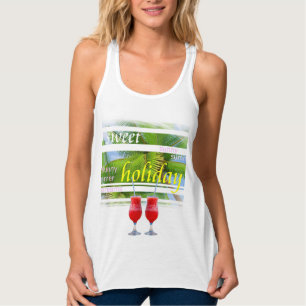 Trendy Holiday Palms Sky Elegantes White Template Tank Top