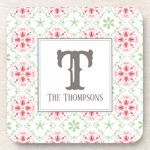 Trendy Holiday Snowflakes Christmas Monogram Getränkeuntersetzer