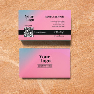 Trendy Hologram Scan verbindet Social Media Icons Visitenkarte