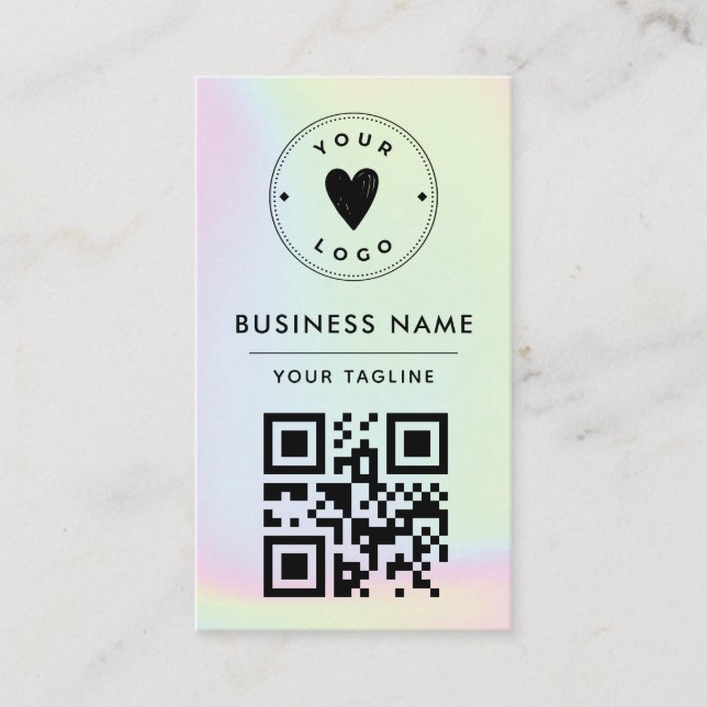 Trendy Holographic Add Your Logo & QR Code Vibrany Visitenkarte (Vorderseite)