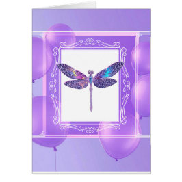 Trendy Holographic Dragonfly Greeting Card