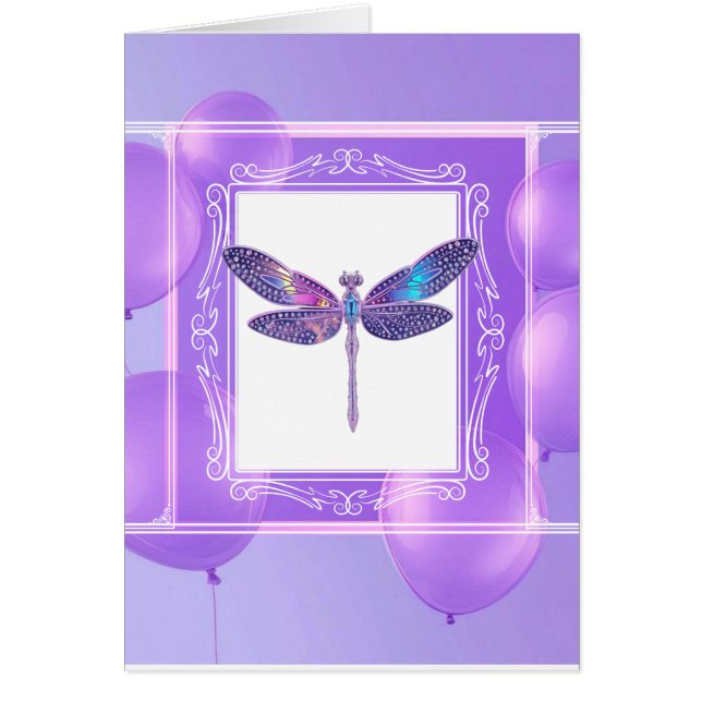 Trendy Holographic Dragonfly Greeting Card (Vorne)