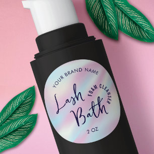 Trendy Holographic Girly Lash Bath Cleanser Label Runder Aufkleber