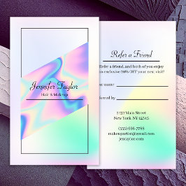 Trendy Holographic Gradient Refer a Friend Empfehlungskarte