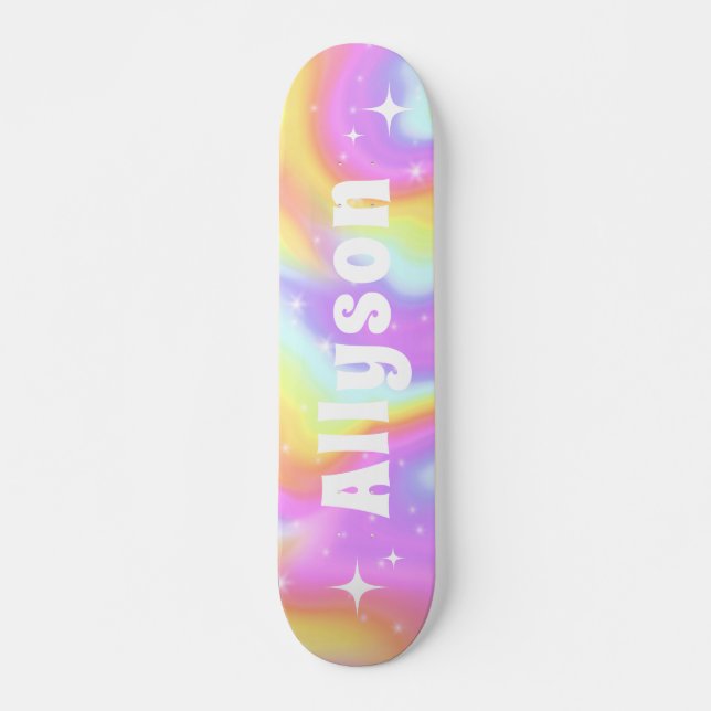 Trendy Holographic Holograph Sparkle Girls Name Skateboard (Vorne)