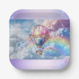 Trendy Holographic Hot Air Ballon Paper Plate Pappteller