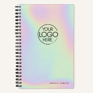 Trendy Holographic Iridescent Modern Logo Notizbuch