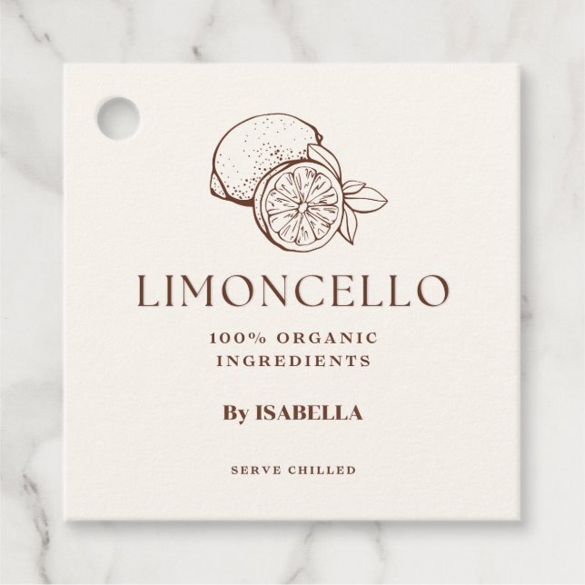 Trendy Homemade Lemon Limoncello Liquo Flasche Geschenkanhänger (Vorderseite)