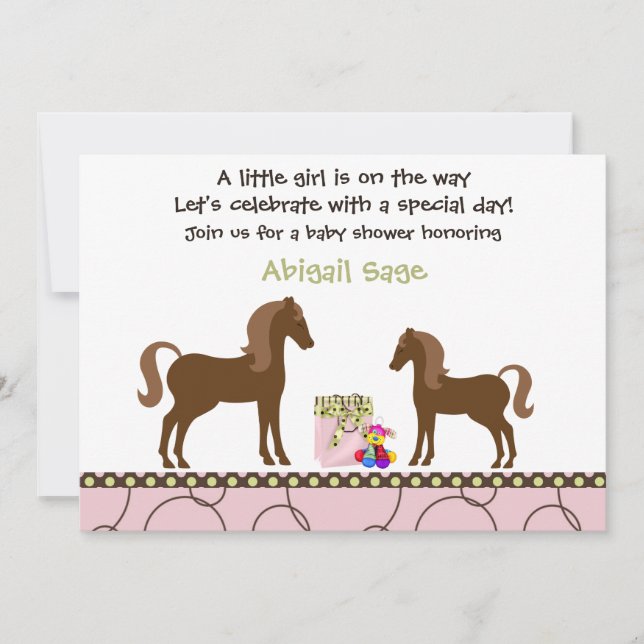 Trendy Horse Baby Shower Invitation for Girls Einladung (Vorderseite)