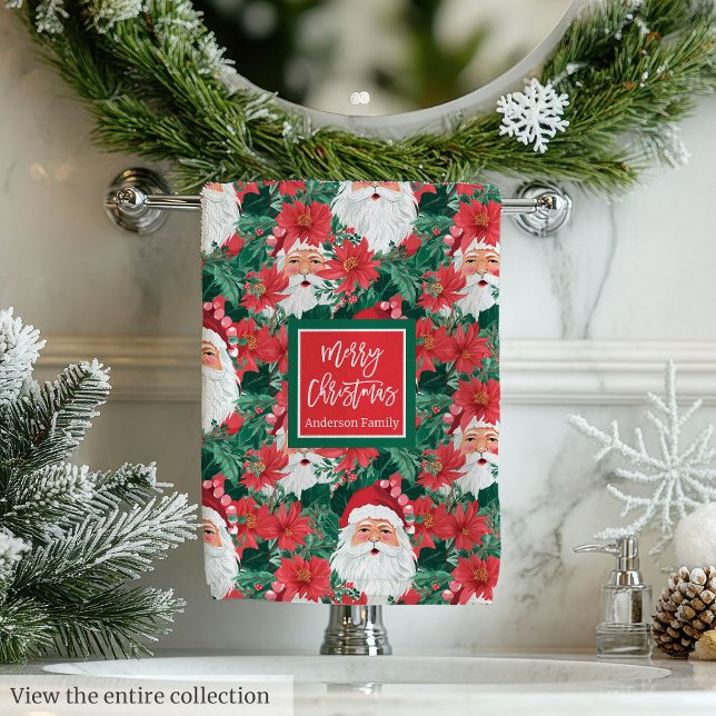 Trendy hot pink and red Christmas preppy towels Badhandtuch Set (Trendy hot pink and red Christmas preppy towels)