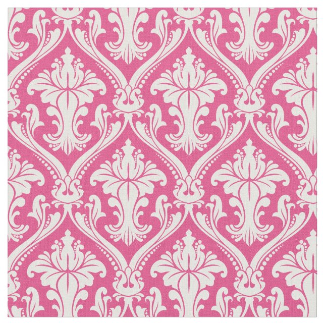 Trendy Hot Pink Baroque Damask Muster Stoff (Nahaufnahme)