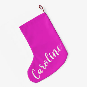 Trendy Hot Pink Calligraphy Personalisiert Name Kleiner Weihnachtsstrumpf