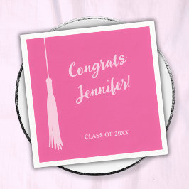 Trendy Hot Pink Chic 2024 Grad Tassel Abschluss Serviette