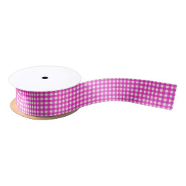Trendy Hot Pink Gingham Pattern Satinband