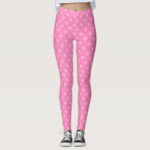 Trendy Hot Pink Moderne Weiße Kreise Punkte Elegan Leggings