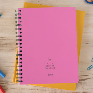 Trendy Hot Pink Modernes Monogramm wöchentlich Planer