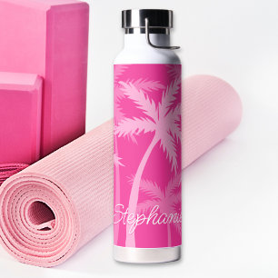 Trendy Hot Pink Palms Magenta Niedlich Mit Monogra Trinkflasche