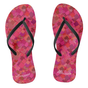 Trendy Hot Pink Retro Muster Flip Flops