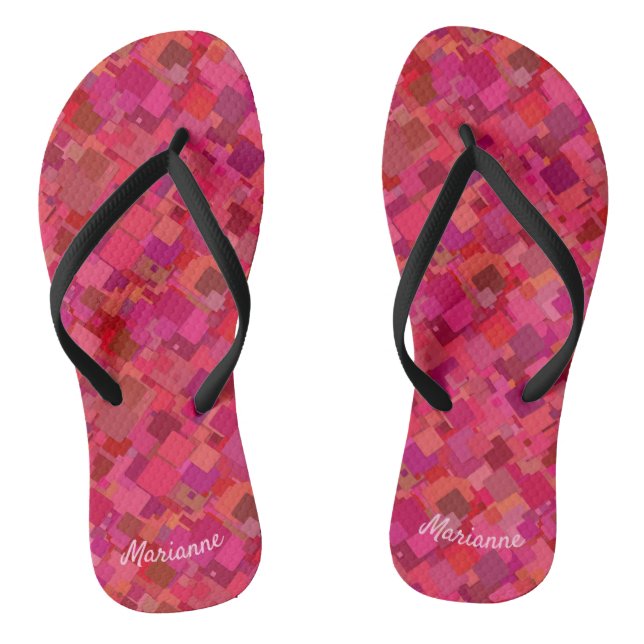 Trendy Hot Pink Retro Muster Flip Flops (Fußbett)