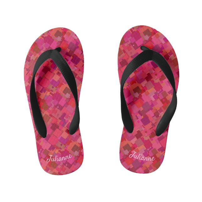 Trendy Hot Pink Retro Muster Flip Flops (Fußbett)
